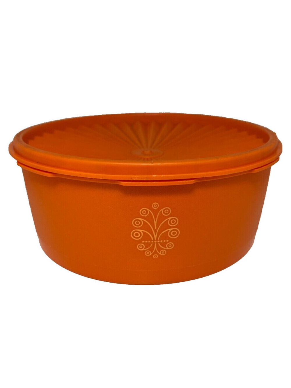 Tupperware Harvest Orange Food Storage Container 1204-7 with Lid 1205-9 - 8 in